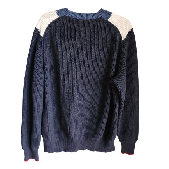 Rag & Bone Sweater Men's Large Blue Emory Cotton Crew Neck Colorblock Cotton - Picture 8 of 10